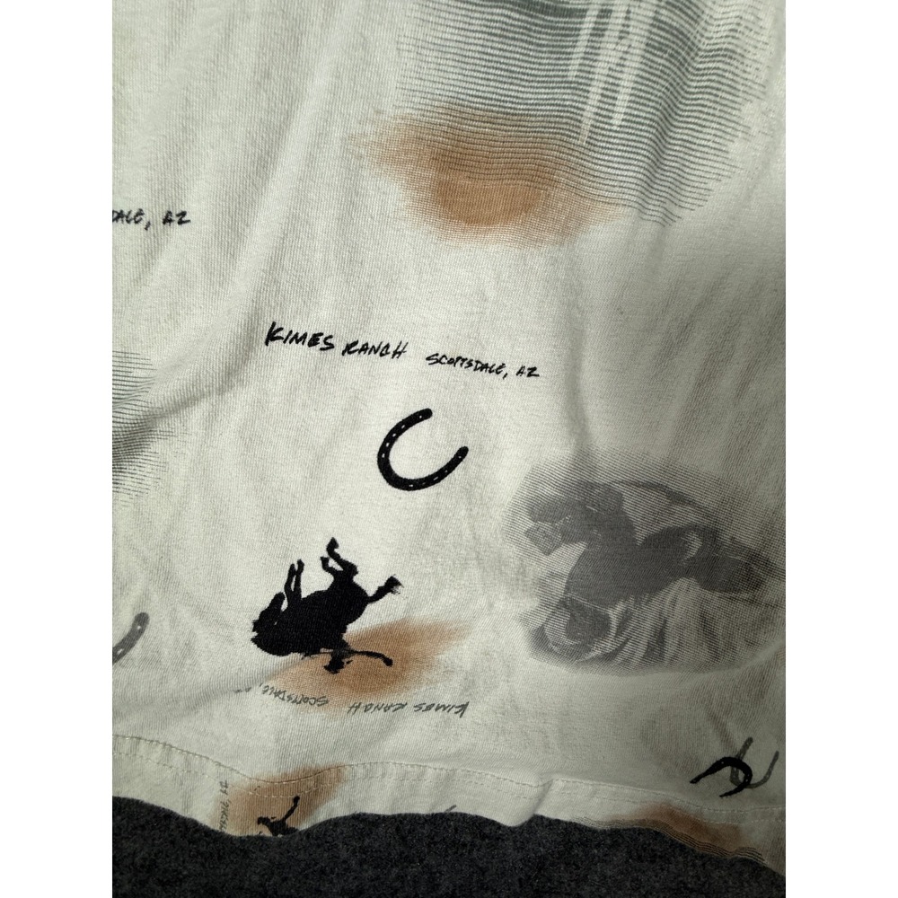 Kimes Ranch Mens M Bayard Polo Shirt Western Bronc Rider Horseshoe Print Cream - Picture 6 of 9